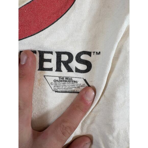 VINTAGE 80s The Real Ghostbusters Shirt Youth Medium White Single Stitch Tee USA - Picture 7 of 10